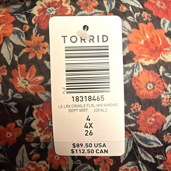 NWT TORRID Flowy Layering Piece/Kimono Size 4x - Stunning! - Picture 12 of 16